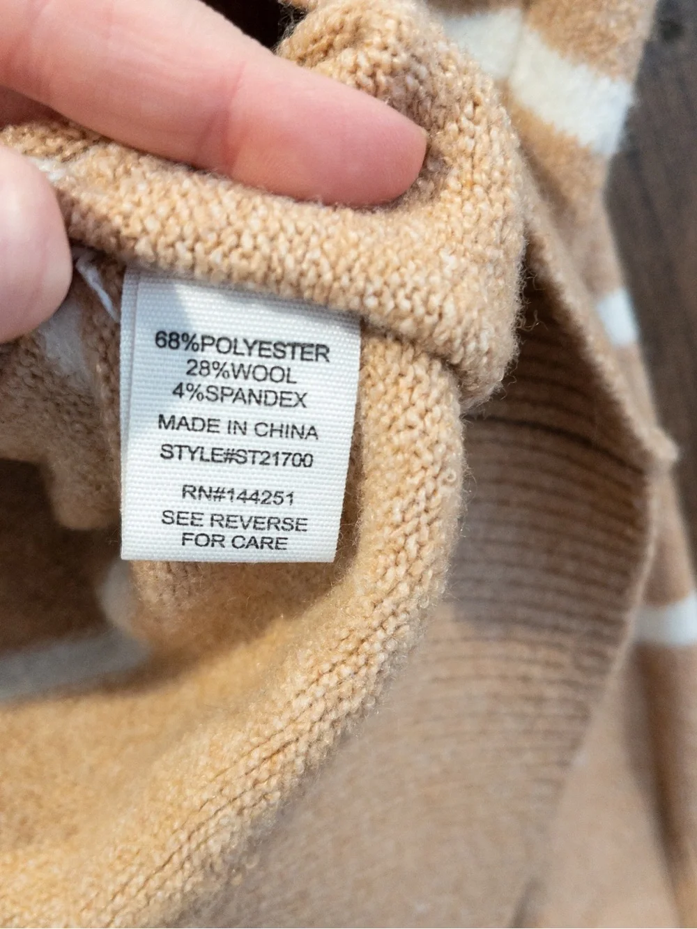 Moon & Madison Tan Crewneck Striped Sweater Large